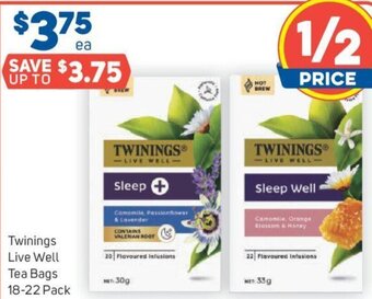 Foodland Twinings Live Well Tea Bags 18-22 Pack offer