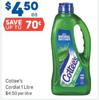 Foodland Cottee's Cordial 1 Litre offer