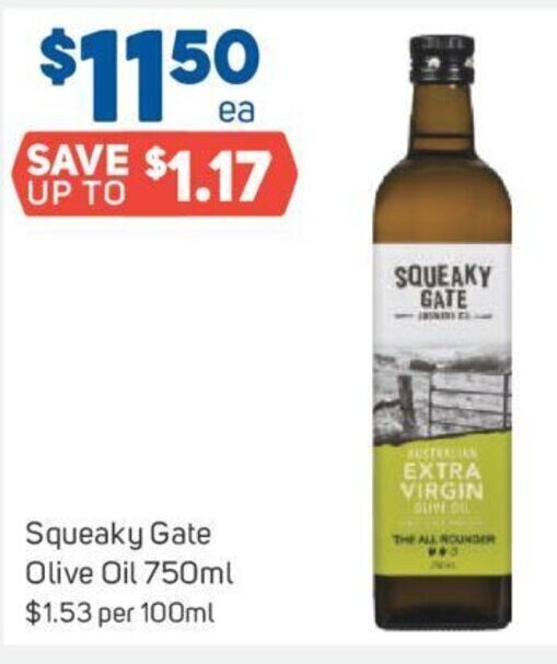 Squeaky Gate Olive Oil 750ml offer at Foodland
