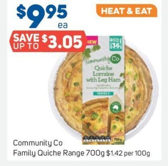Foodland Community Co Family Quiche Range 700g offer