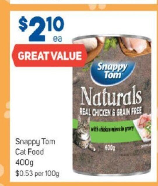 Snappy Tom Cat Food 400g offer at Foodland