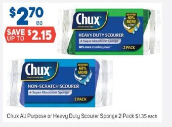 Foodland Chux All Purpose or Heavy Duty Scourer Sponge 2 Pack offer