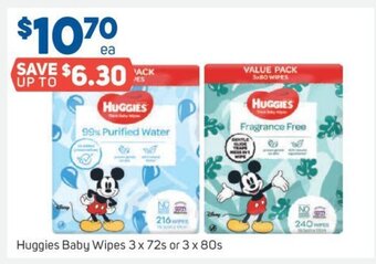 Foodland Huggies Baby Wipes 3 x 72s or 3 x 80s offer