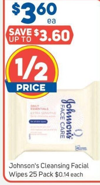Foodland Johnson's Cleansing Facial Wipes 25 Pack offer