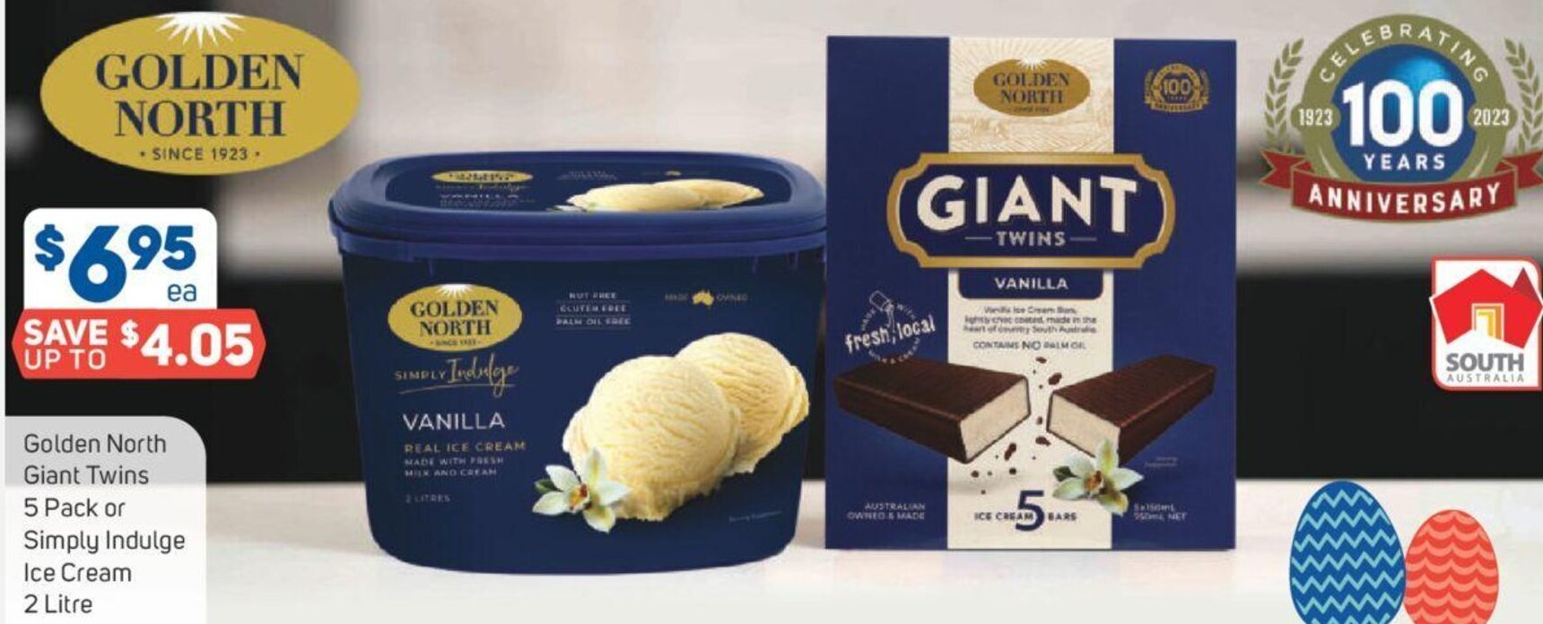 Golden North Giant Twins 5 Pack or Simply Indulge Ice Cream 2 Litre