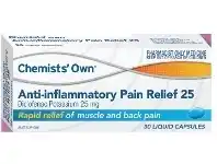 Chemists’ Own Anti-inflammatory Pain Relief 25mg 30 Liquid Capsules