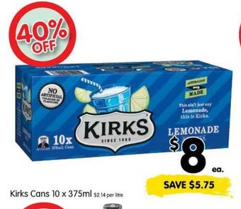 Spar Kirks Cans 10 x 375ml offer