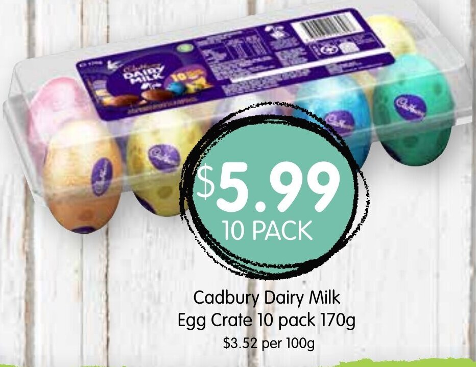 Cadbury Dairy Milk Easter Egg Crate 10 pack 170g offer at Spudshed