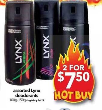 Cheap as Chips Assorted lynx deodorants offer