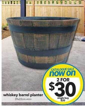 Cheap as Chips Whiskey barrel planter offer
