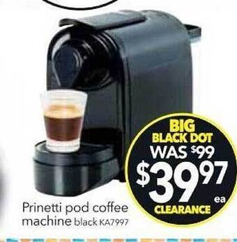 Cheap as Chips Prinetti pod coffee machine offer