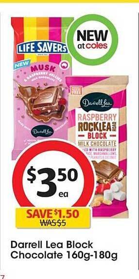Coles Darrell lea block chocolate offer