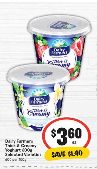 IGA Dairy farmers thick & creamy yoghurt offer