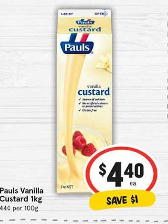 IGA Pauls vanilla custard offer