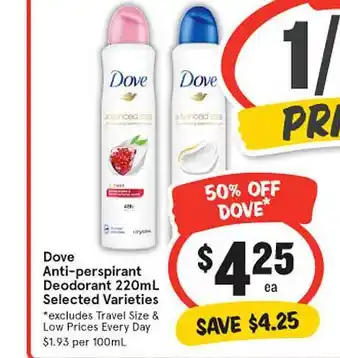 IGA Dove anti-perspirant deodorant offer