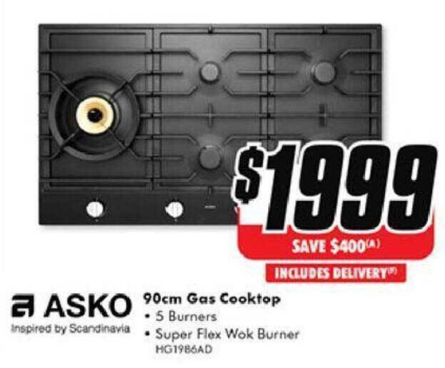 Asko 90cm gas cooktop offer at The Good Guys