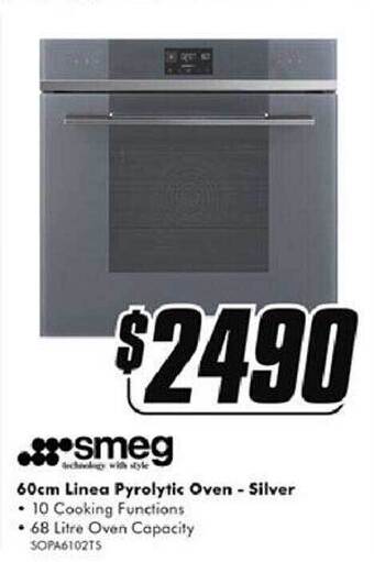 The Good Guys Smeg 60cm linea pyrolytic oven - silver offer