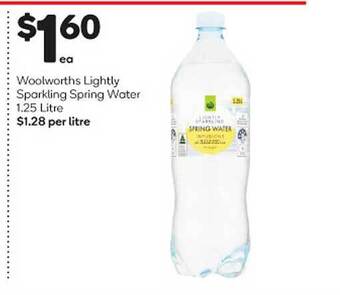 Woolworths Woolworths lightly sparkling spring water offer