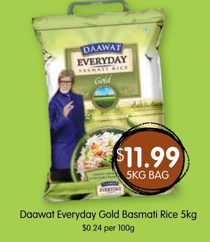 Daawat Everyday Gold Basmati Rice 5kg offer at Spudshed