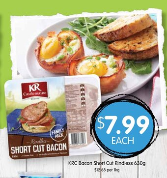 Spudshed KRC Bacon Short Cut Rindless 630g offer