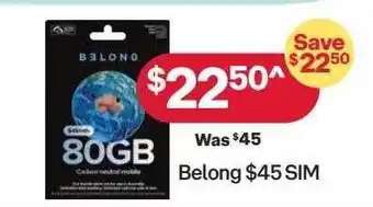 Australia Post Belong $45 sim offer