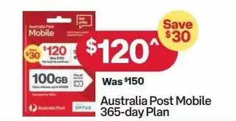 Australia Post Australia post mobile 365-day plan offer