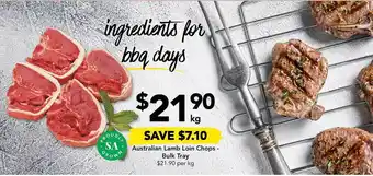 Drakes Australian lamb loin chop - bulk tray offer