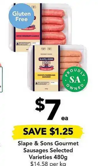Drakes Slape & sons gourmet sausages offer