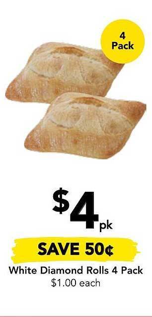 Drakes White diamond rolls 4 pack offer