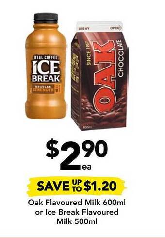Drakes Oak flavoured milk or ice break flavoured milk offer