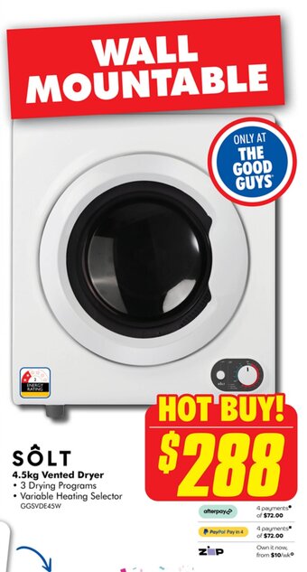 The Good Guys 4.5kg Vented Dryer offer