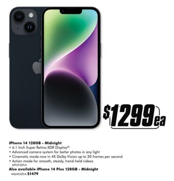 The Good Guys iPhone 14 128gb - Midnight offer