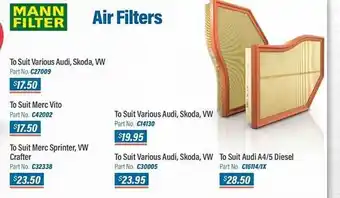 Burson Auto Parts Mann filter air filters offer