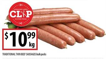 Supabarn Traditional thin beef sausages bulk packs offer
