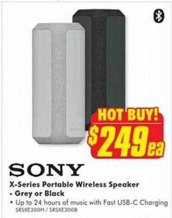 The Good Guys Sony x-series portable wireless speaker grey or black offer