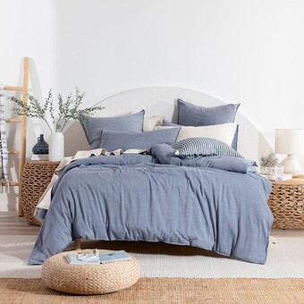 Pillow Talk Java light blue washed cotton quilt cover set by habitat offer