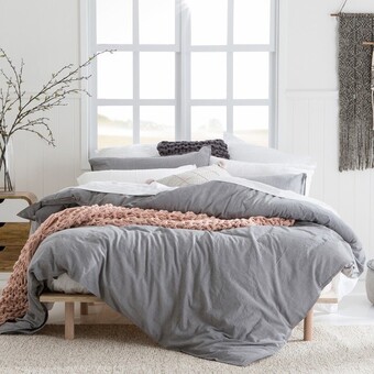 Pillow Talk Java charcoal washed cotton quilt cover set by habitat offer