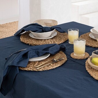 Pillow Talk Pelham navy cotton table linen range by habitat offer