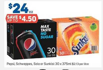 Foodland Pepsi, schweppes, solo or sunkist offer