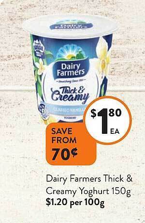 Foodworks Dairy farmers thick & creamy yoghurt offer