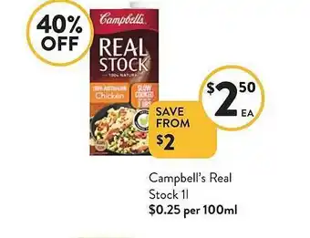 Foodworks Campbebll's real stock offer