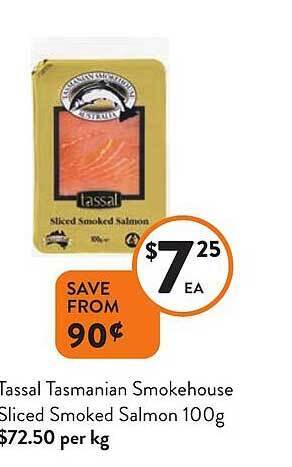 Foodworks Tassal tasmanian smokehouse sliced smoked salmon offer