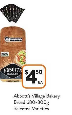 Foodworks Abbott's village bakery bread offer