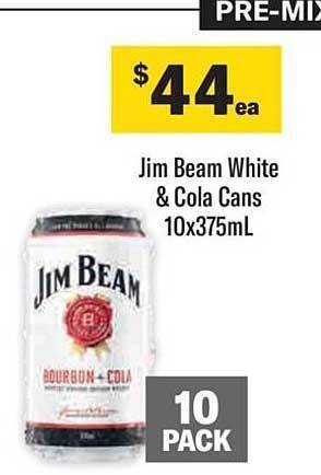 Liquorland Jim beam white & cola cans offer