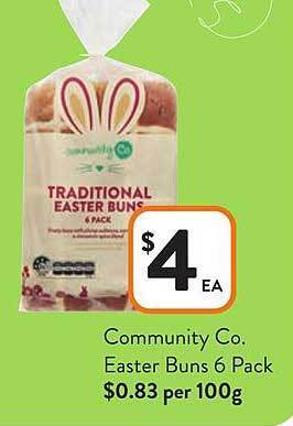 Community co easter buns 6 pack