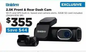 Repco Uniden 2.5k front & rear dash cam offer