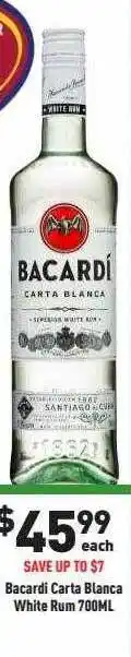Liquor Legends Bacardi carta blanca white rum offer
