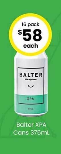 The Bottle O Balter xpa cans offer