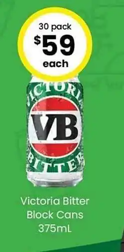 The Bottle O Victoria bitter block cans offer