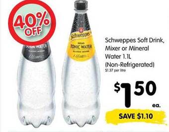Spar Schweppes soft drink, mixer or mineral water offer